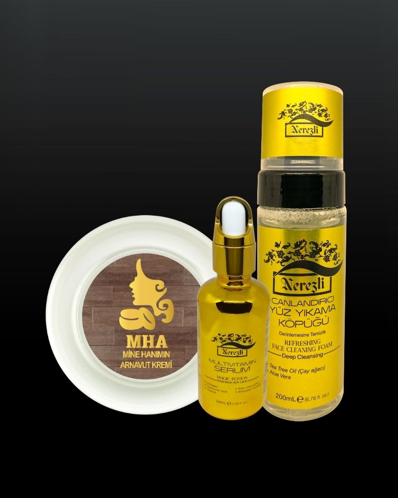 4 MHA Albanian Cream + 1 200 ml Nerezli Revitalizing Face Wash Foam + 1 50 ml Nerezli Multivitamin Collagen Serum